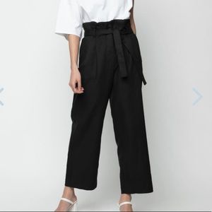 NWT OAK + FORT black tie waist paper bag pant